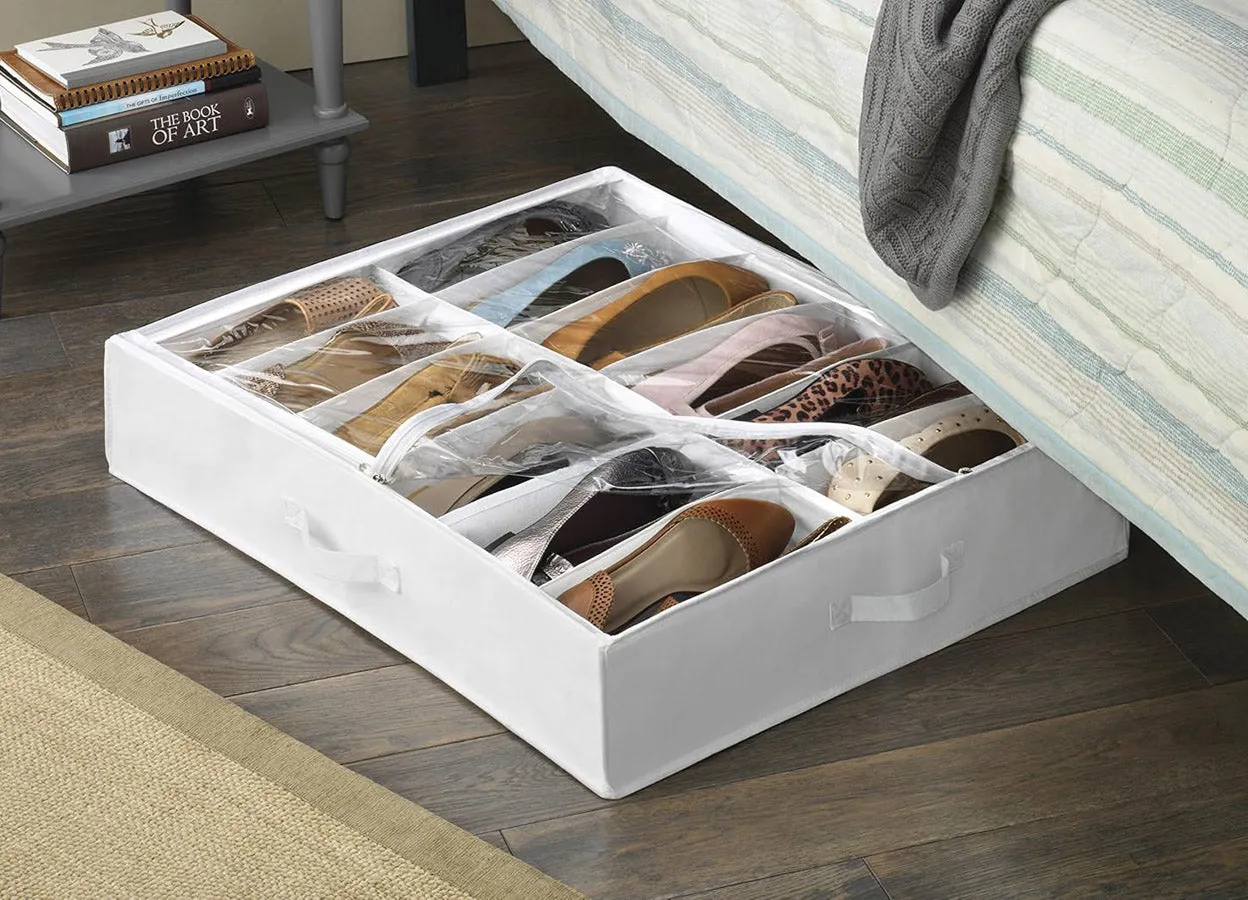 Under-Bed Shoe Organizer - White