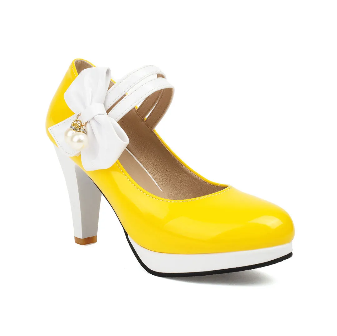 Uniwim Colorblock Bow Heels Shoes SE23190