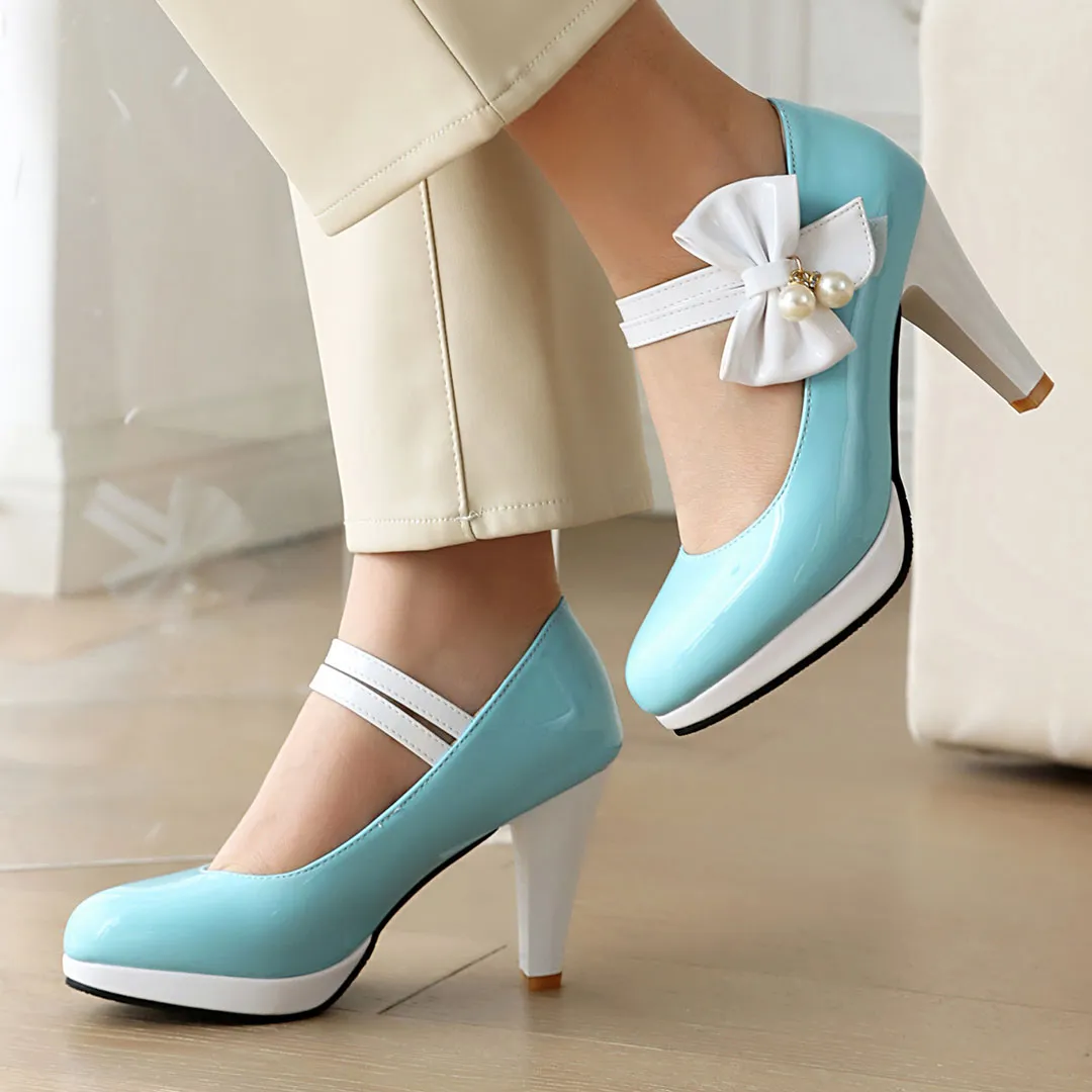 Uniwim Colorblock Bow Heels Shoes SE23190