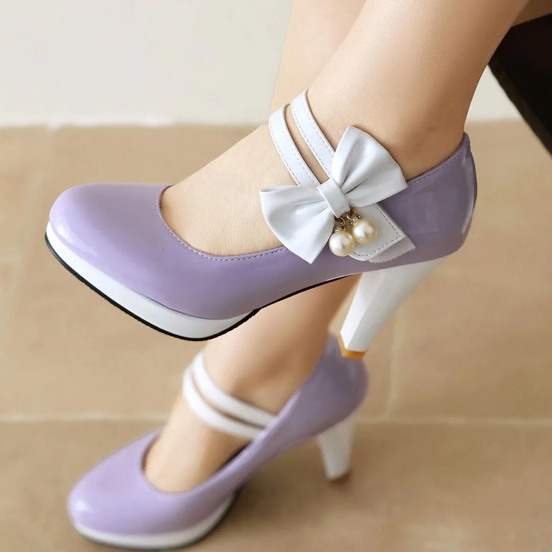 Uniwim Colorblock Bow Heels Shoes SE23190