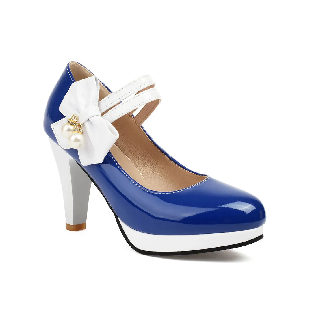 Uniwim Colorblock Bow Heels Shoes SE23190