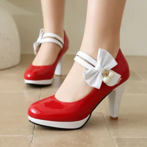 Uniwim Colorblock Bow Heels Shoes SE23190