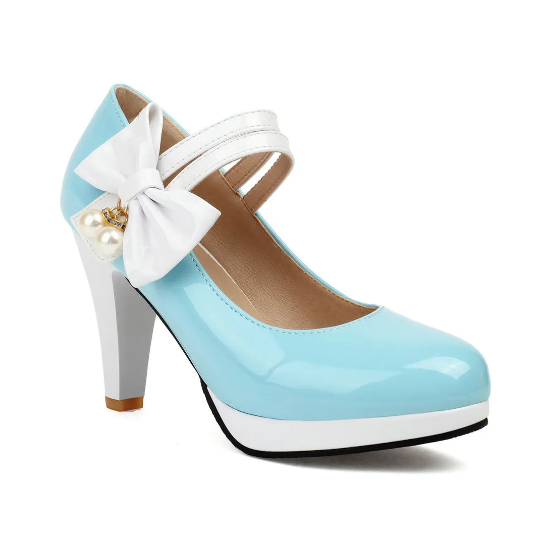 Uniwim Colorblock Bow Heels Shoes SE23190