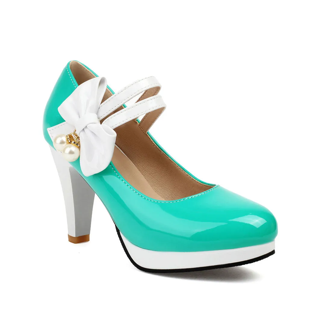 Uniwim Colorblock Bow Heels Shoes SE23190