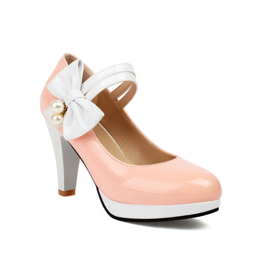 Uniwim Colorblock Bow Heels Shoes SE23190