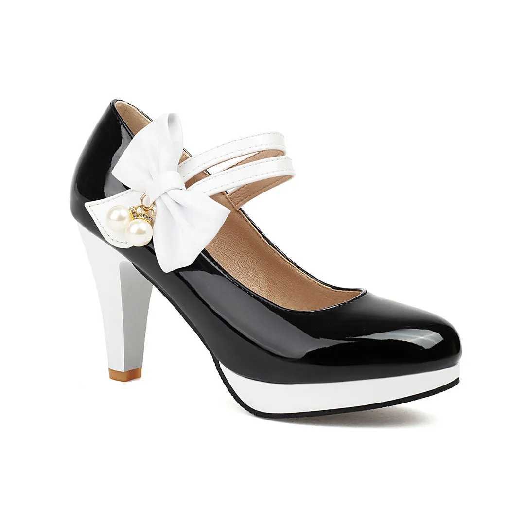 Uniwim Colorblock Bow Heels Shoes SE23190