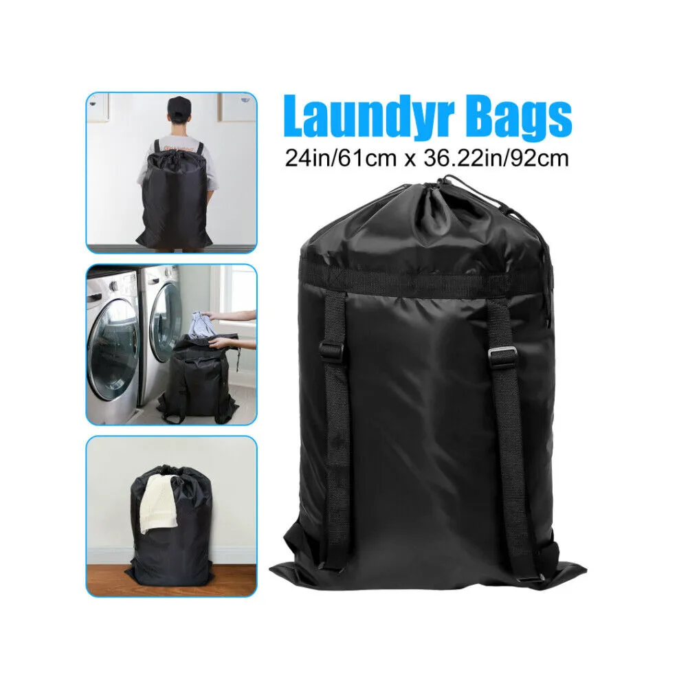 US 1-2 Pack Black Travel Laundry Bag Adjustable Straps Handles Clothes Backpack