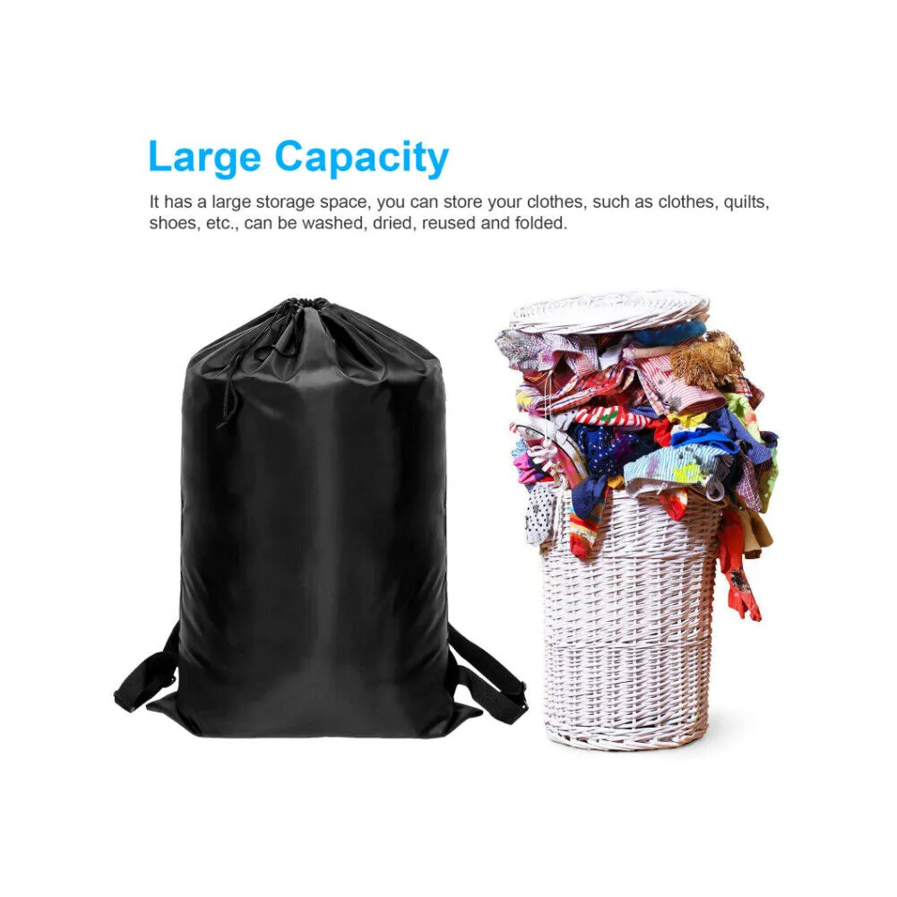 US 1-2 Pack Black Travel Laundry Bag Adjustable Straps Handles Clothes Backpack