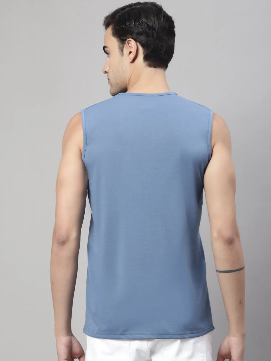 Vimal Jonney Regular Fit Cotton Solid Dark Grey Gym Vest for Men