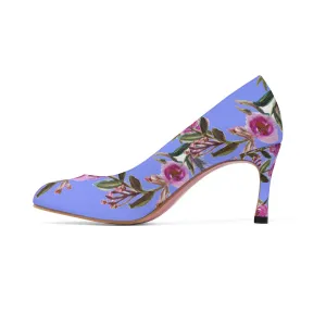 Violet Floral Garden Purple Pink Rose Designer Women's High Heels Canvas Shoes (US Size: 5-11)