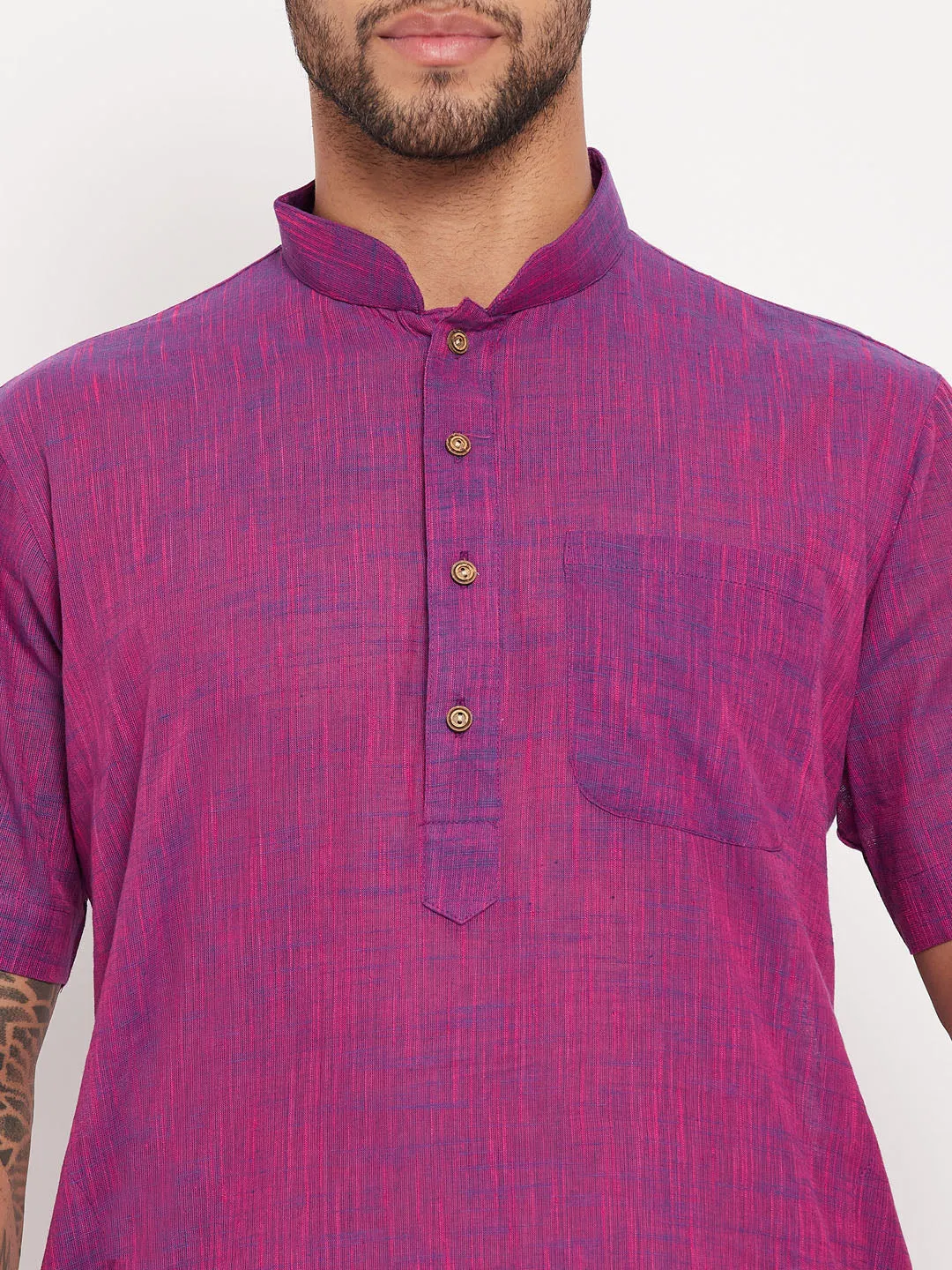 VM By VASTRAMAY Men's Purple Cotton Kurta Set