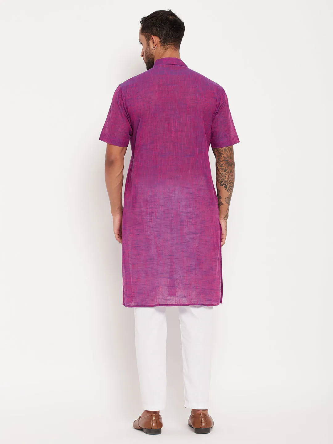 VM By VASTRAMAY Men's Purple Cotton Kurta Set