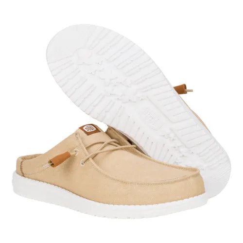 Wally Slip Stretch Canvas - Tan/White