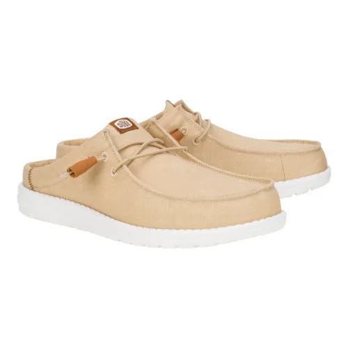 Wally Slip Stretch Canvas - Tan/White