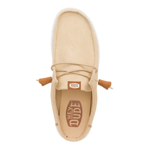 Wally Slip Stretch Canvas - Tan/White