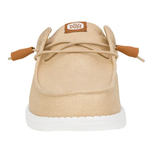 Wally Slip Stretch Canvas - Tan/White