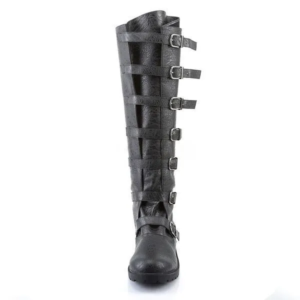 Women motorcycle boots buckle straps low heel boots