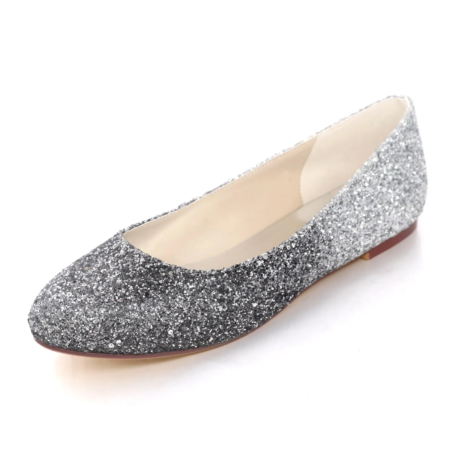 Women's Sparkling Glitter Flat Heel Flats With Sequin Wedding Shoes Bridal Shoes