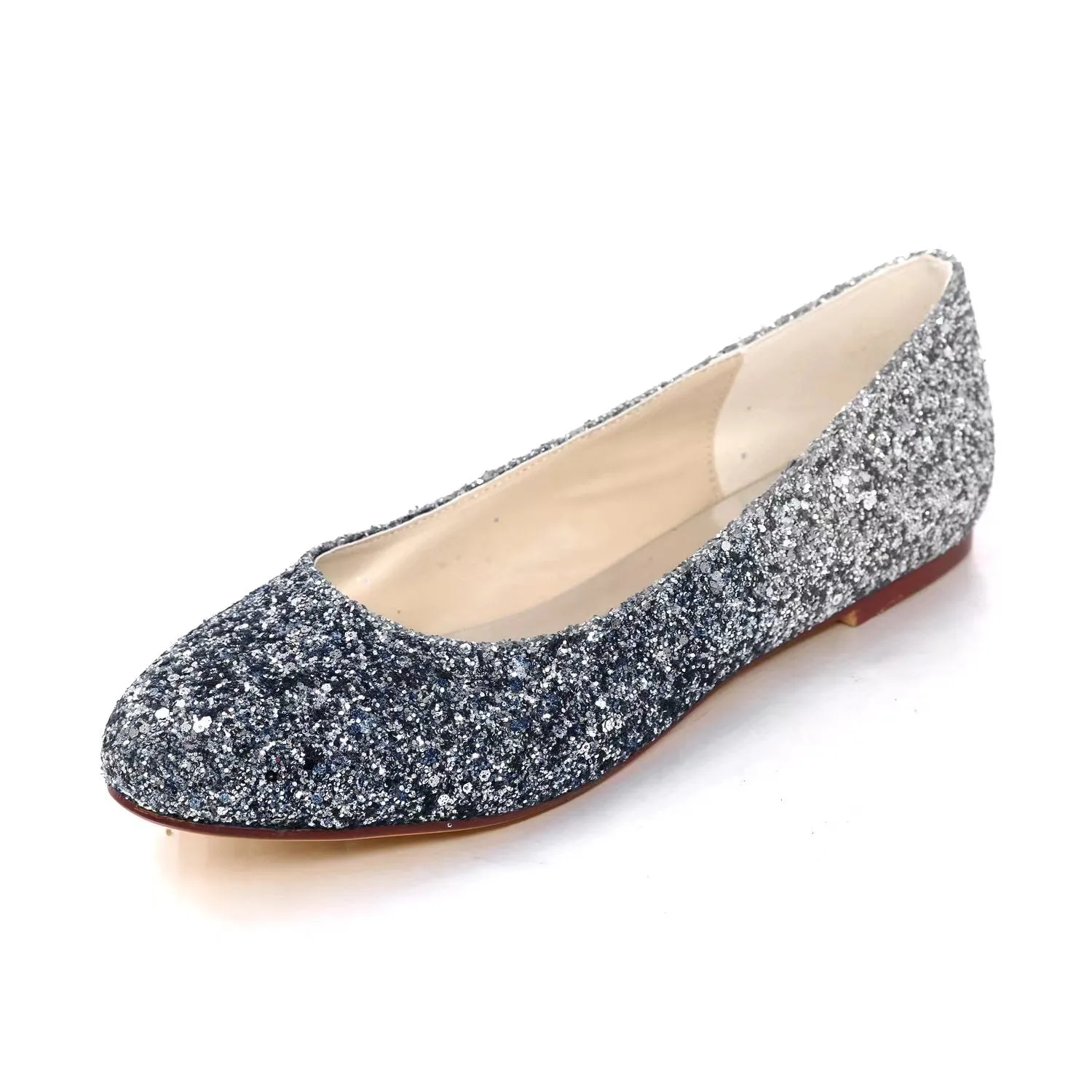 Women's Sparkling Glitter Flat Heel Flats With Sequin Wedding Shoes Bridal Shoes