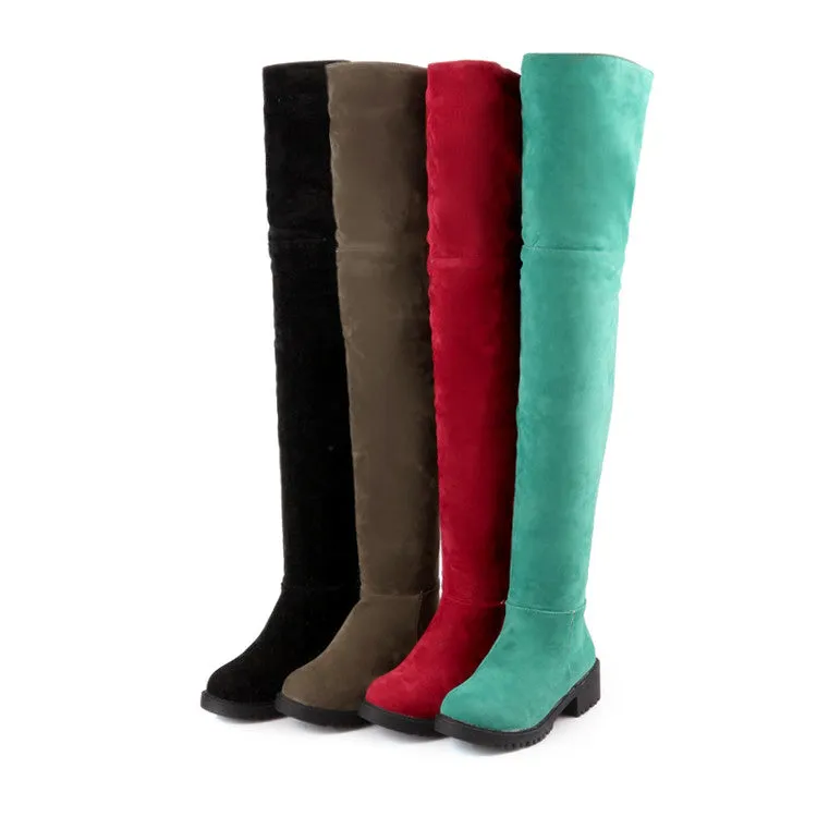 Women's Suede Low Heels Knee High Boots