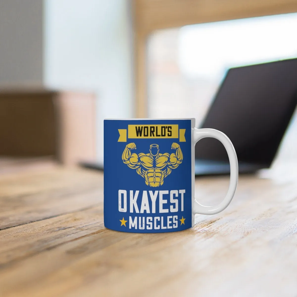 worlds okayest muscles  - funny gym mug ,gym lover,gym rat -