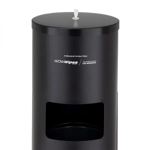 Wow Wipes Standing Dispenser Matte Black Steel Powder Coated